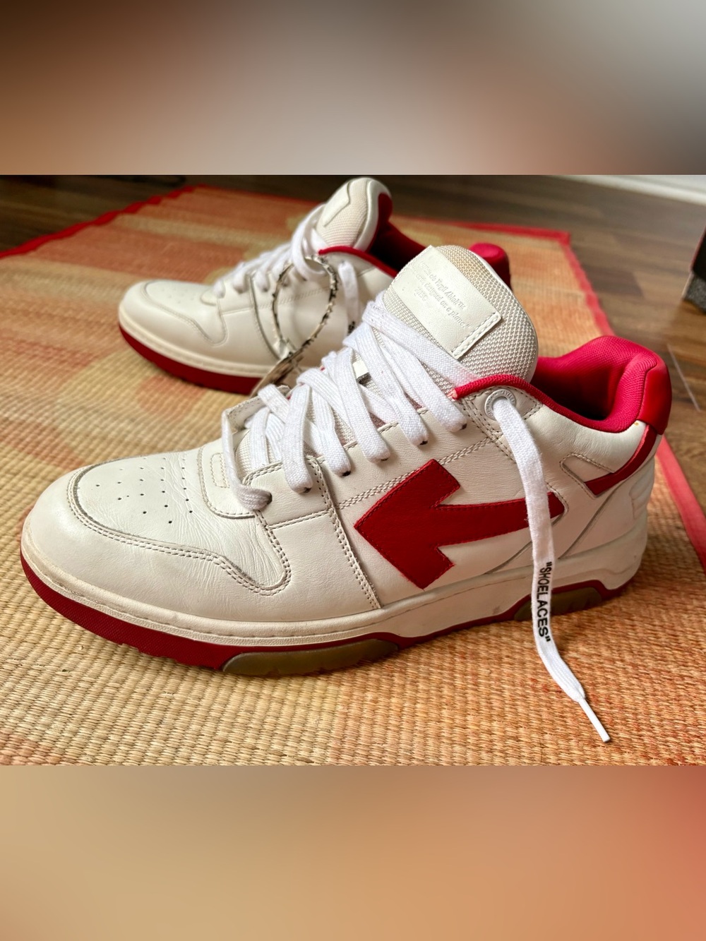 Off White Out Of Office Mens Sneakers - Red White - Size 46 / 13 US - SHIPS ASAP